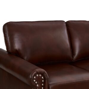 Lunanniu 59" Faux Leather Pu Loveseat Underseat Storage Classic Love Seat Couch Elegance 2 Seat with Rolled Armrests Nailhead Trim Wood Legs Traditional Living Room Accent Sofa 2 Seat-Burgundy