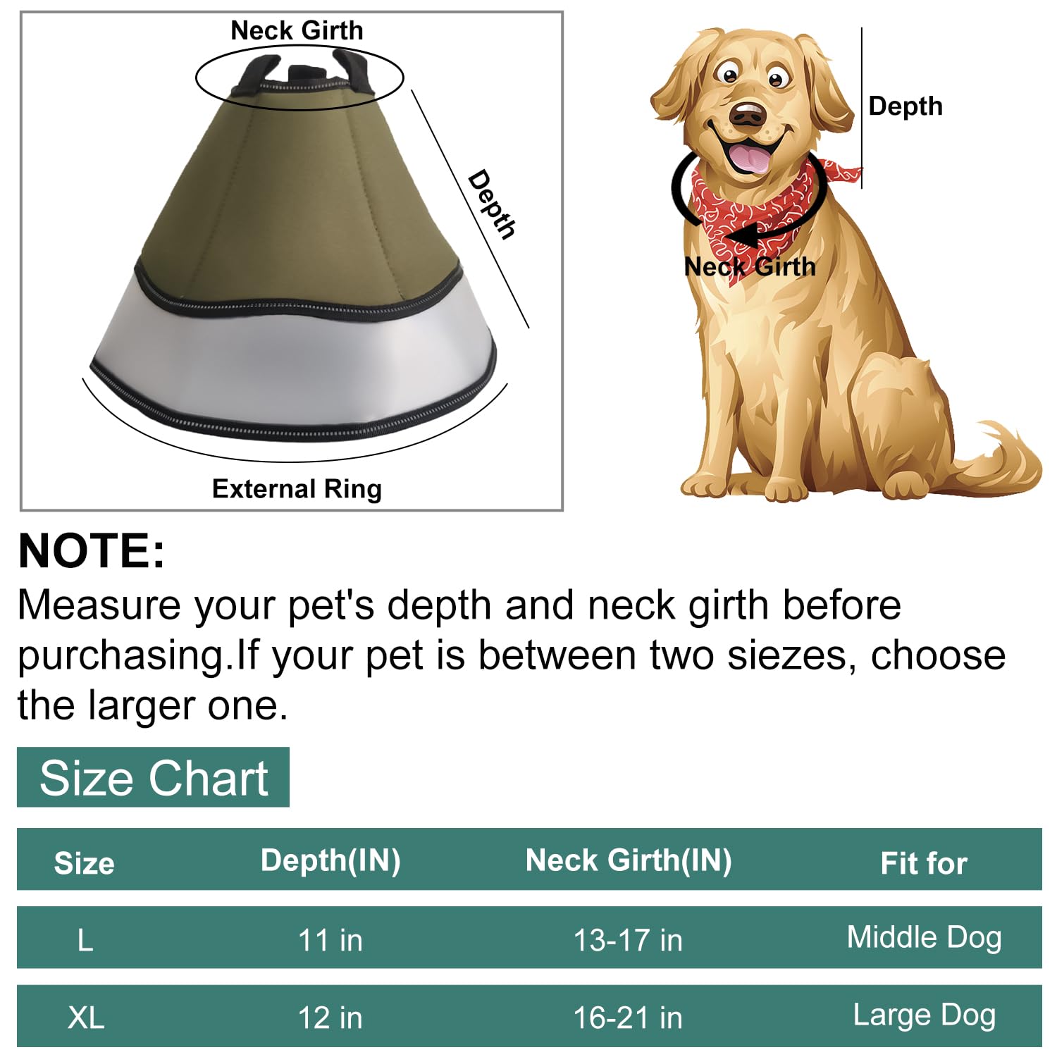 Soft Dog Cone Collar Breathable Elizabethan Soft Collar, Recovery Collar After Surgery for Large Medium Dogs, Prevent Licking and Touching Comfortable Dog Cone Collar-L