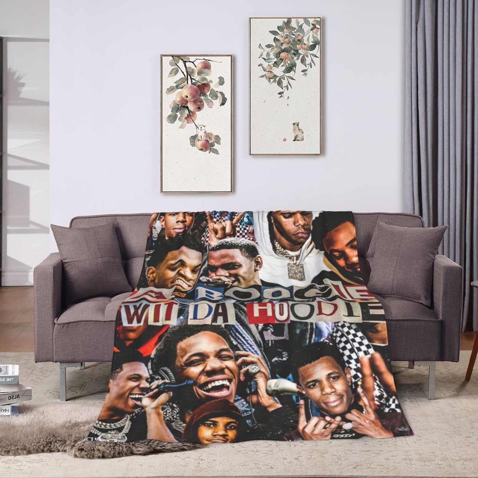 Fleece A Boogie Rapper wit da Hoodie Blankets Lightweight Washable Warm Blanket Plush Air Conditioned Throw Blankets for Teen Couch Bed Sofa Living Room 50"x40"