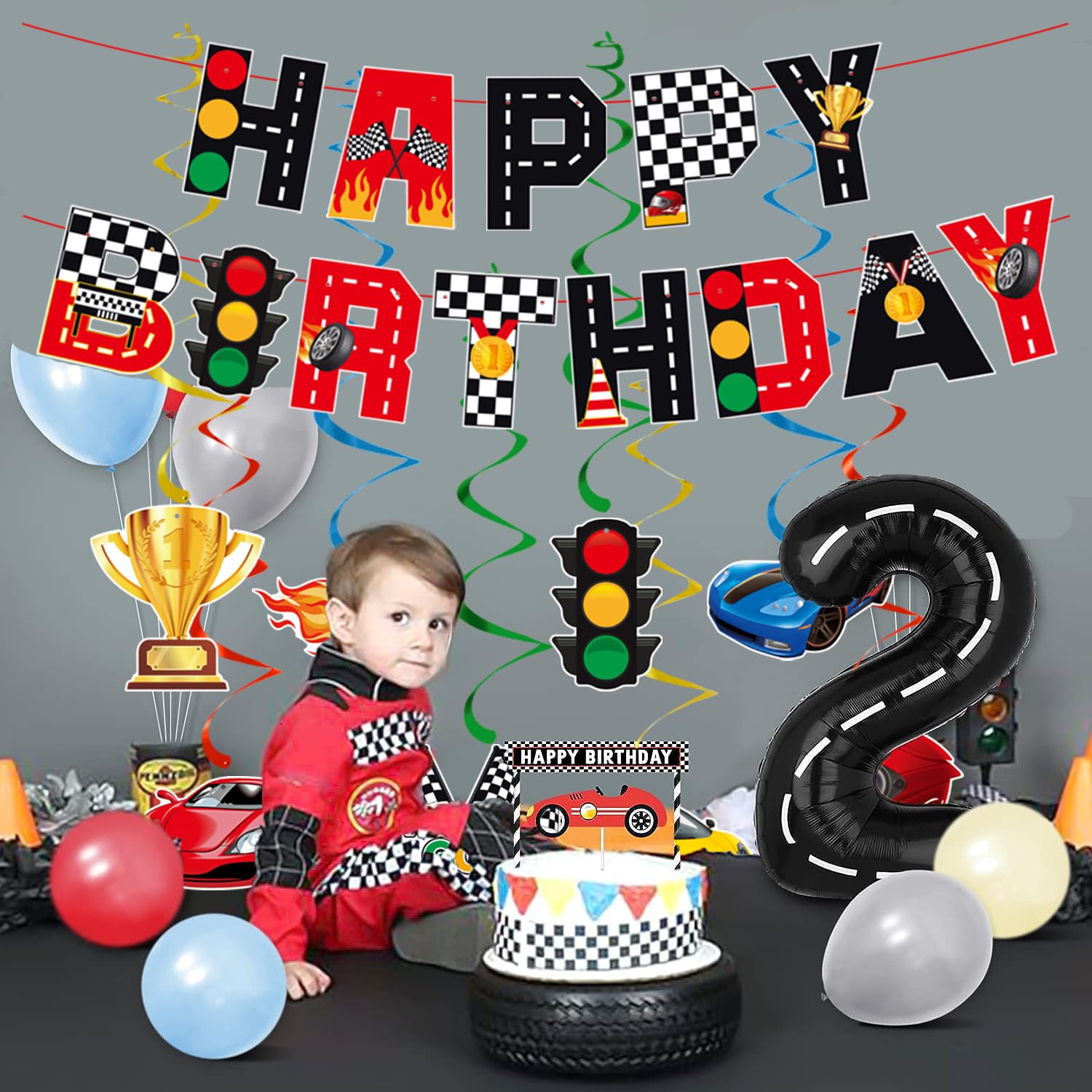 Hot wheel Birthday Decorations Banner,Cars Birthday Decorations for Boys,Car Themed Birthday Party Decorations,Hot Wheels Party Decorations,Hot Wheels Happy Birthday Banner