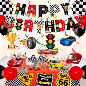 Hot wheel Birthday Decorations Banner,Cars Birthday Decorations for Boys,Car Themed Birthday Party Decorations,Hot Wheels Party Decorations,Hot Wheels Happy Birthday Banner