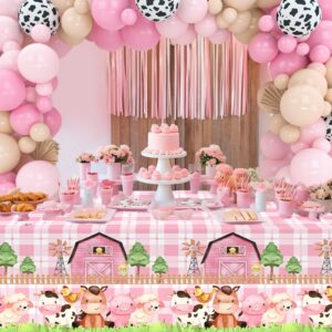 Farm Animal Themed Party Decoration for Girl,Farm Barn Animals Backdrop Banner Farmhouse Animals Decor Party Tablecloth Balloon Arch Garland Kit for Birthday Photography Baby Shower Party Supplies