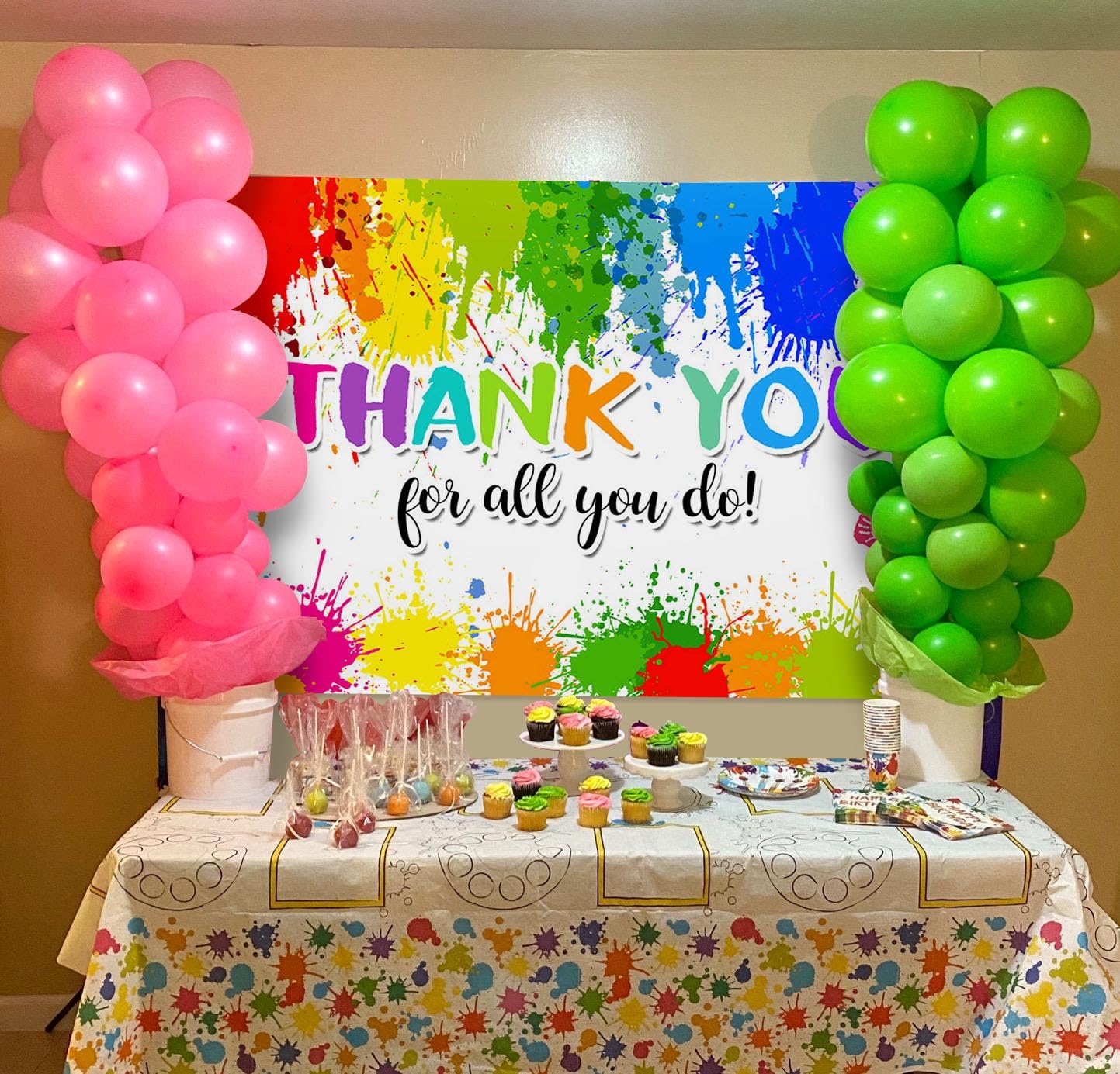 Avezano Art Thank You Backdrop Painting Thank You for All You Do Party Decoration Thanks to Staff Teachers Professors Doctors Photo Banner We Appreciate You Banner 70.8 x 43.3 Inch