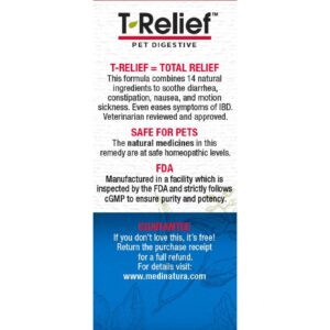 T-Relief Pet Digestive Complete GI Relief for Dog & Cat Soothing Aloe + 13 Natural Homeopathic Actives Help Calm Nausea & Diarrhea from Mild Illness Food Stress or Motion Sickness - 90 Tablets