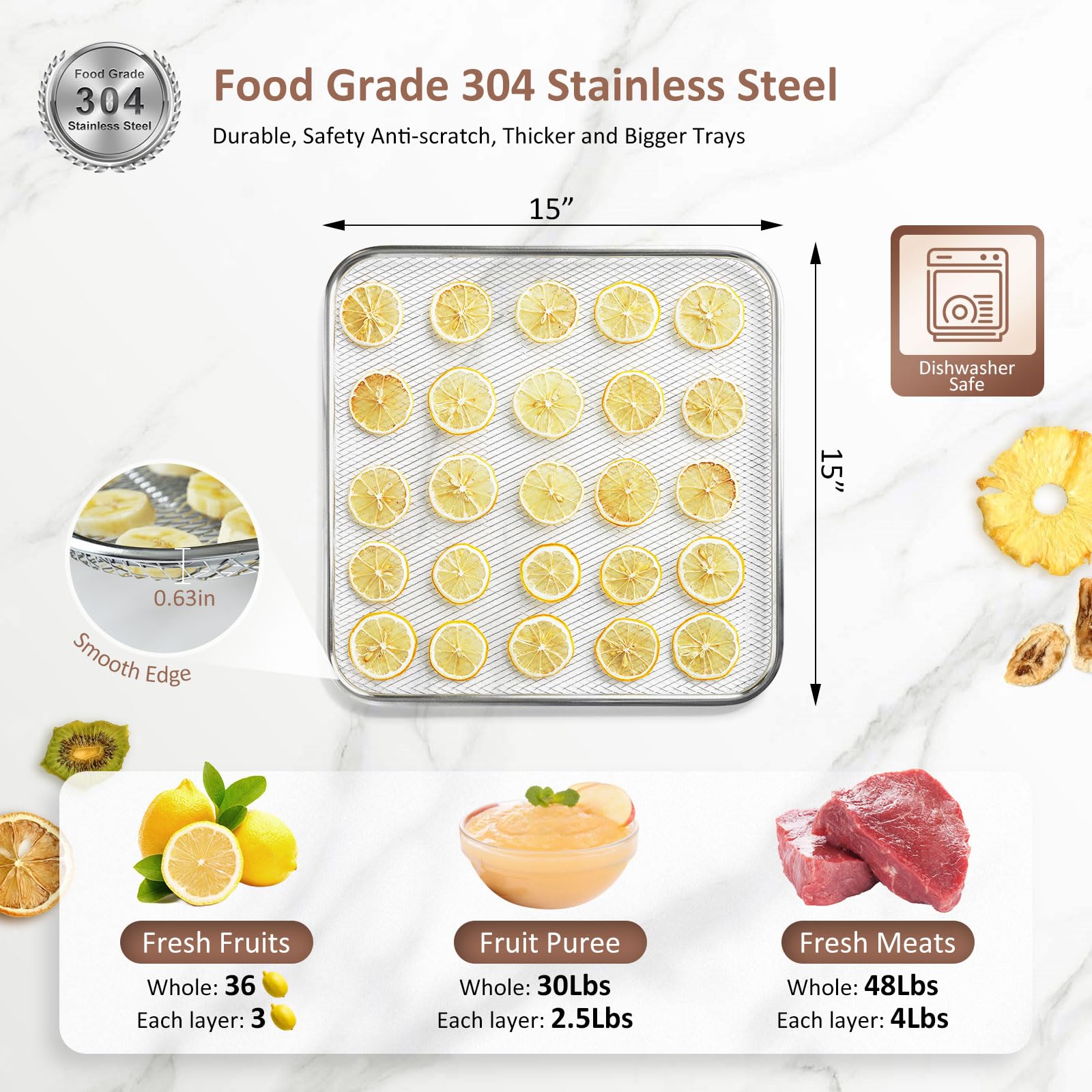 Ausegia Commercial Large 12 Trays Food Dehydrator, Usable Area up to 22.67ft², 1200W Full Stainless Steel Dryer Machine, up to 190℉ Temperature, for Meat, Fruit, Beef, Herbs, and Pet Food