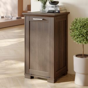 xm-ice tilt out trash cabinet, wooden trash can cabinet with door kitchen hamper cabinet for kitchen dog proof, dining room and laundry room, 10-gallon, dark walnut single