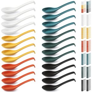 kyraton soup spoons 24 pieces, reusable plastic table spoon, sturdy and durable asian dinner spoon made of food grade pp, bpa free, easy clean, dishwasher safe