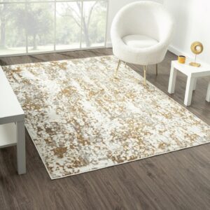 luxe weavers modern abstract textured patterned area rug,gold,8'x10'