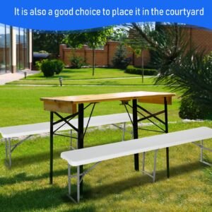 Soaoo 4 Pack 6ft Folding Bench Portable Foldable Bench Seat White Plastic Fold in Half Furniture Bench Seating with Carrying Handle for Indoor Outdoor Garden Camping Picnic Party Soccer Events