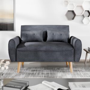 JAMFLY Sofa Set for Living Room 47'' Small Loveseat, Love Seat Couches Small Sofa Set for Small Spaces Bedroom Office Apartment (Dark Gray)