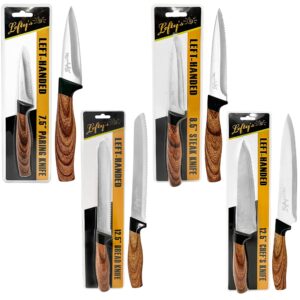 lefty’s left handed knives set of 4 - paring steak chef and bread knife - extra sharp - great for cutting, general purpose, kitchen - gifts for left-handed people, lefty, adults, chef, cook and women