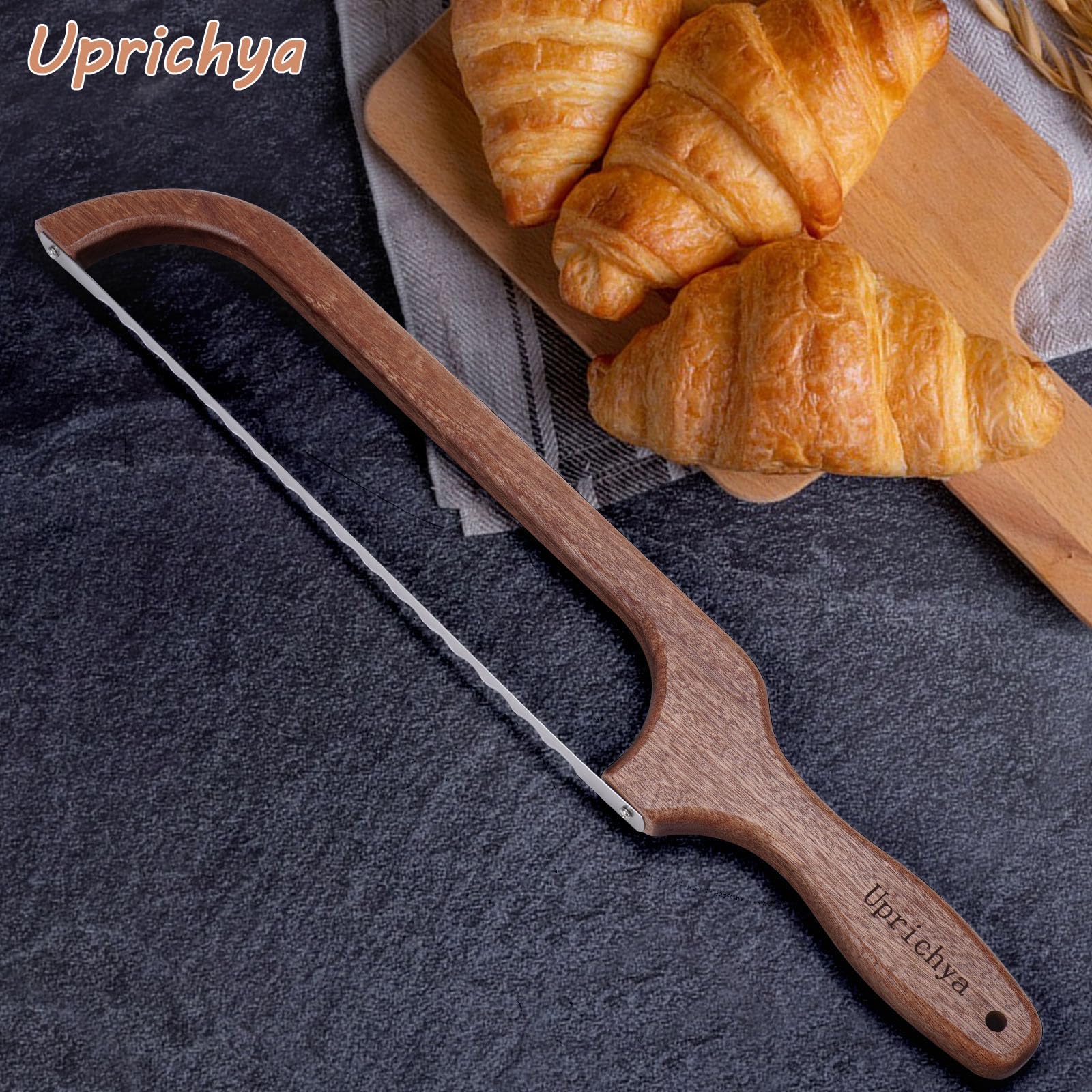 Uprichya Wooden Bread Bow Knife for Sourdough, Bread Saw for Homemade Bread, Sourdough Knife Slicer for Slicing, Sourdough Bread Cutter