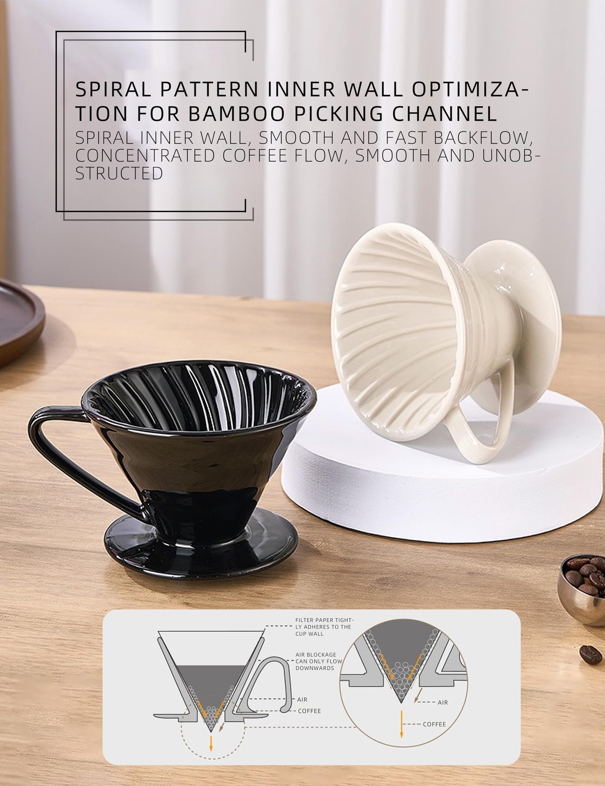 SCULPRIV V60 Coffee Filter: A simple and delicate single-cup brewing device. Comes with 40 V60 filter papers. Ideal for use in offices and apartments, and also suitable as a new job gift.