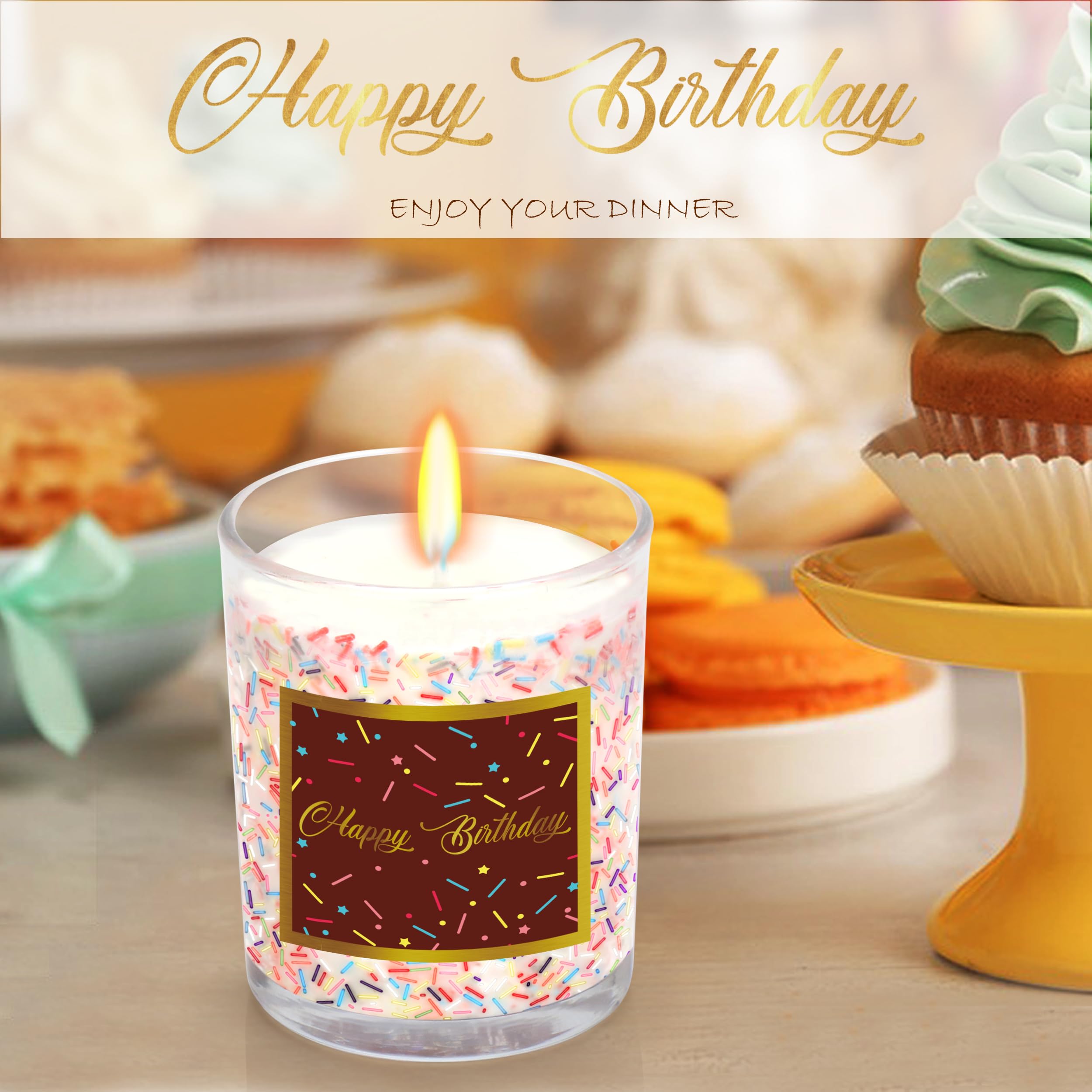 Happy Birthday Candle - Sprinkles Candle Happy Birthday Gifts for Women - 7oz Vanilla Scented Candle Happy Birthday Gifts for her/Friends（Coffee