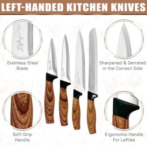 Lefty’s Left Handed Knives Set of 4 - Paring Steak Chef and Bread knife - Extra Sharp - Great for Cutting, General Purpose, Kitchen - Gifts for Left-Handed People, Lefty, Adults, Chef, Cook and Women