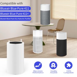 XBWW 2 Packs 411 Replacement Filter Compatible with Blueair Blue Pure 411,411+,411 Auto & Mini Air Cleaner Purifier with 3pcs Cloth Cover Pre-Filters