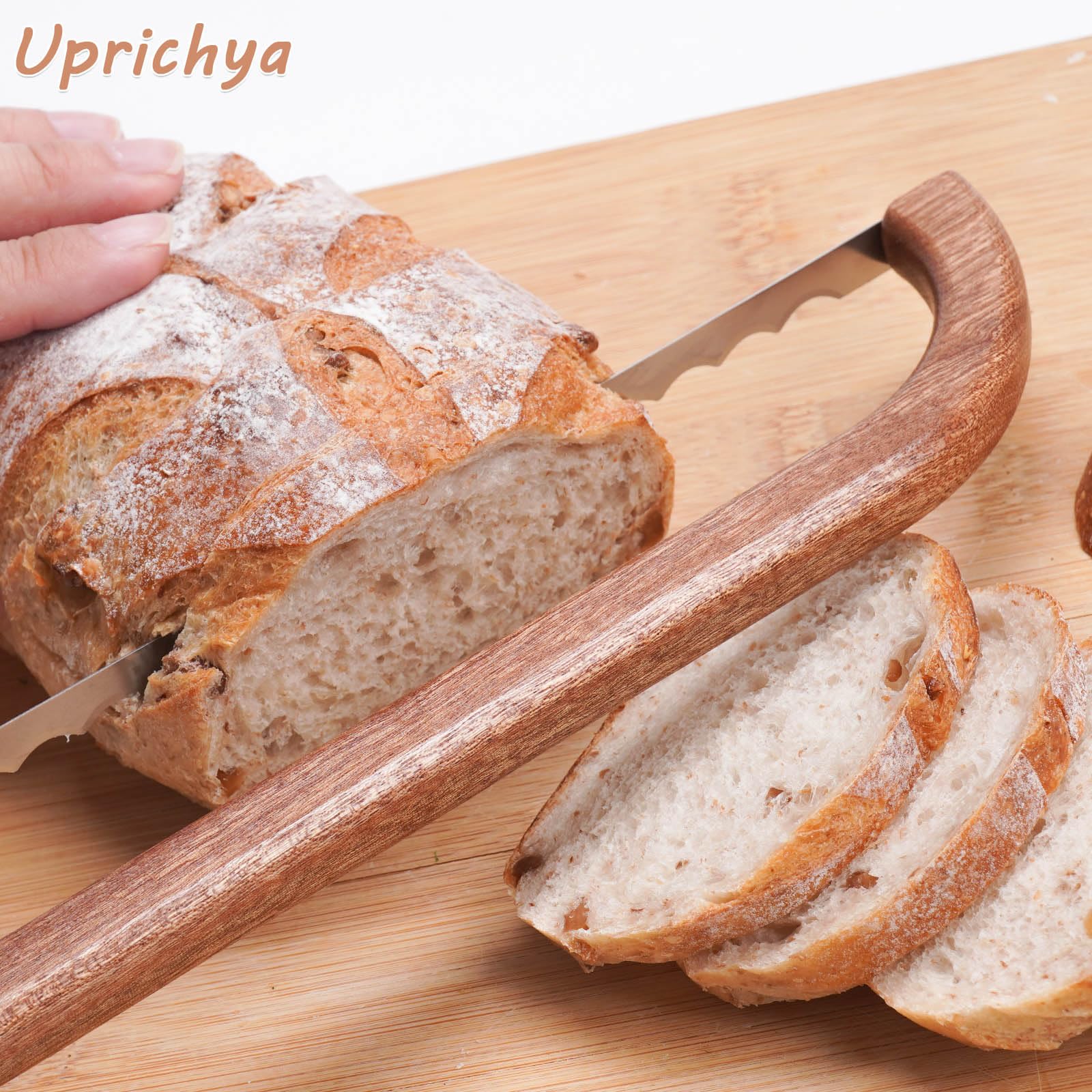 Uprichya Wooden Bread Bow Knife for Sourdough, Bread Saw for Homemade Bread, Sourdough Knife Slicer for Slicing, Sourdough Bread Cutter