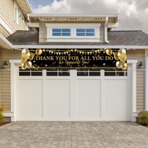 Avezano Thank You Banner Black and Gold Appreciation Party Decorations We Appreciate You Banner for Yard Lawn Thank You for All You Do Banner 98.4 x 19.6 Inch