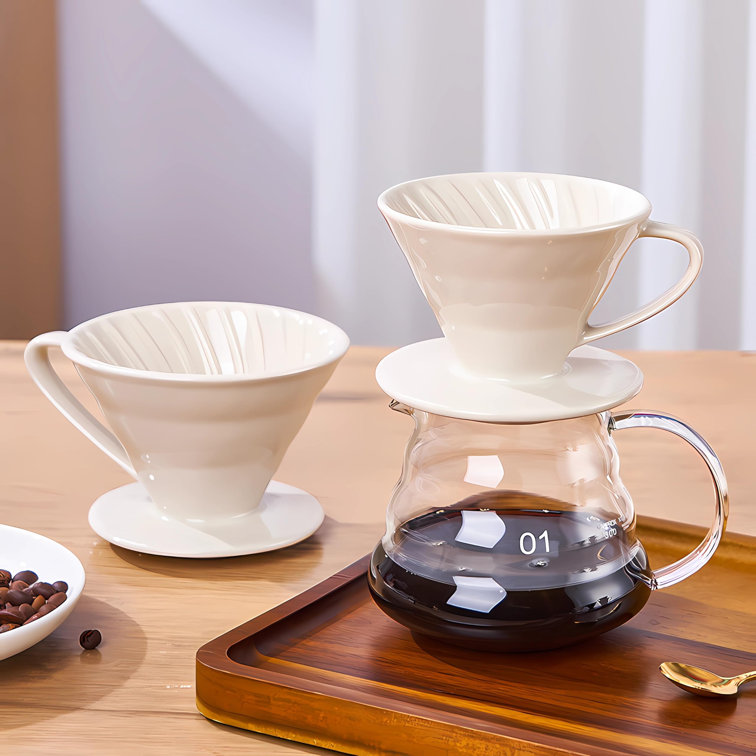 SCULPRIV V60 Coffee Filter: A simple and delicate single-cup brewing device. Comes with 40 V60 filter papers. Ideal for use in offices and apartments, and also suitable as a new job gift.