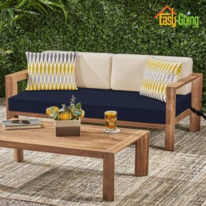 Easy-Going 48x18x3 inch Waterproof Outdoor Couch Bench Cushion Covers Only Replacement Non-Slip Patio Seat Cushion Slipcover with Zipper and Adjustable Straps Navy