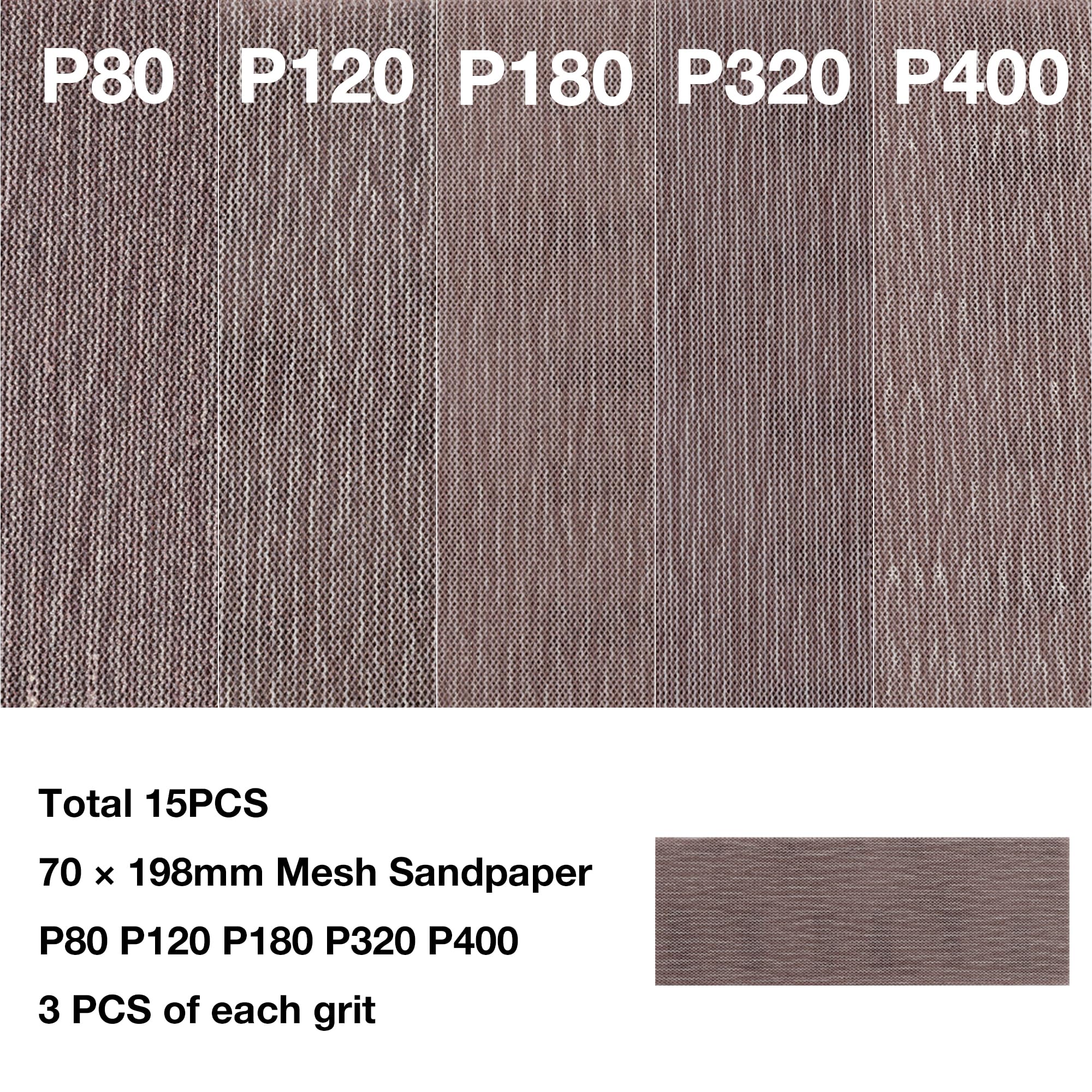 UPWOOD 2-3/4" x 8" Dust-free Air Orbital Sander, 70 mm x 198 mm 1/8 in Orbit, 10,000 Max OPM Dust Bag Style Central Vacuum with Extra Hook-Loop Pad and 15pcs (80/120/180/320/400) mesh sandpapers