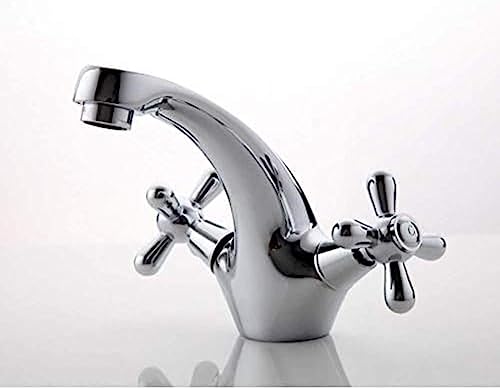 Kitchen Taps Classic Silver Bathroom Basin Faucet Mixer Toilet Faucet Double Handle Bath Faucet Hot and Cold Water Mixer Control