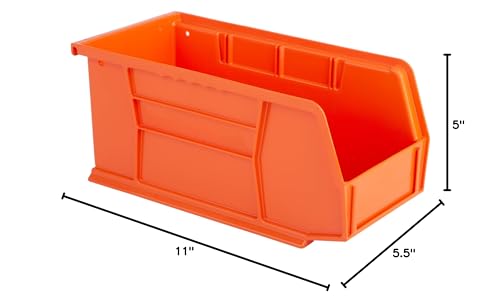 Hudson Exchange 11" x 5-1/2" x 5" (12 Pack) Plastic Stackable Storage Bin and Hanging Container, Orange