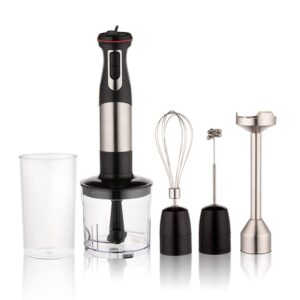 Brigii 800W Hand Blender, Immersion Hand Blender with 5 Mixing Speed, Handheld Blender Set including Blending Shaft, Food Chopper, Egg Whisk, Milk Frother, and Mixing Cup-Black