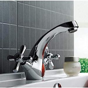 Kitchen Taps Classic Silver Bathroom Basin Faucet Mixer Toilet Faucet Double Handle Bath Faucet Hot and Cold Water Mixer Control