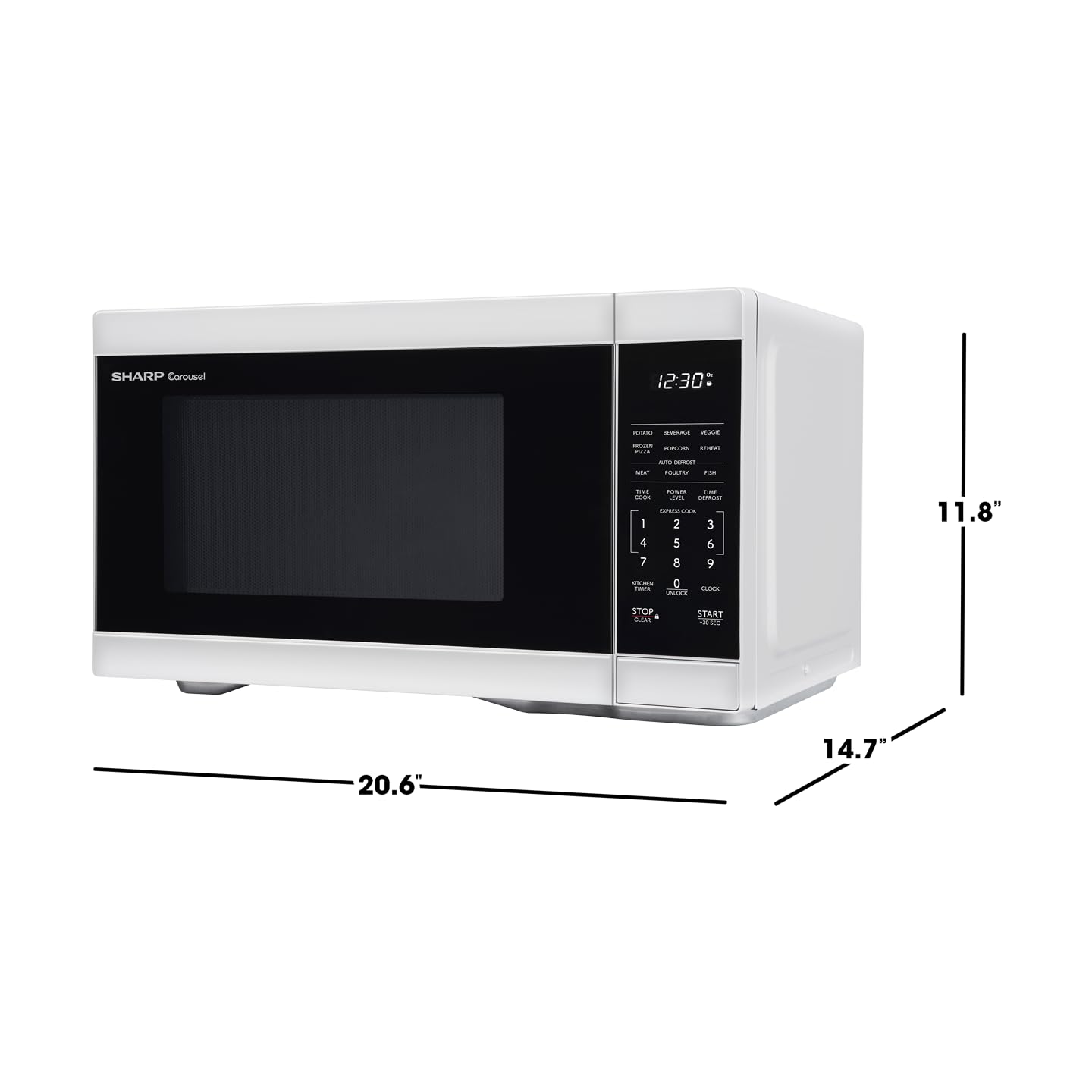 SHARP SMC1161KW Oven with Removable 12.4" Carousel Turntable, Cubic Feet, 1000 Watt Countertop Microwave, 1.1 CuFt, White