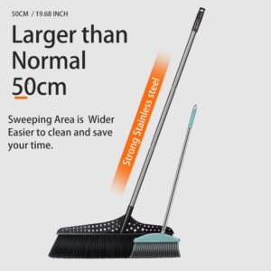 Heavy Duty Outdoor Angle Broom with 20" Wide 51" Long Handle Stiff Bristles Sweeper Perfect for Driveway/Courtyard/Industry Area/Lobby/Mall/Garage/Wood/Stone/Tile/Concrete Floor Sweeping