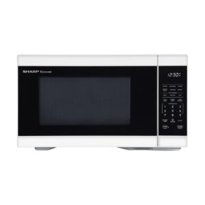 sharp smc1161kw oven with removable 12.4" carousel turntable, cubic feet, 1000 watt countertop microwave, 1.1 cuft, white