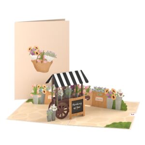 Lovepop Thinking of You Flower Cart Pop-Up Card - Fun 3D Greeting Card Gift - Makes the Perfect Sympathy Card and Thank You Card - Measures 5" x 7"