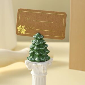 Christmas Tree Place Card Holders Name Card Holder for Table Settings, Green Table Number Holders Decorations Food Tent Lables Holder for Xmas Party, Winter Wedding, New Year Holiday, Set of 6