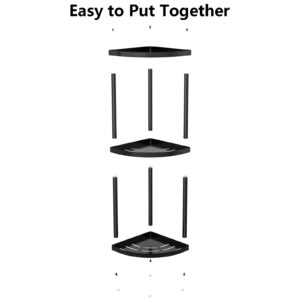 Taaji Standing Shower Caddy Corner, Metal Shower Shelf Caddy Stand Organizer Shampoo, 3 Tier Shower Stands for Inside Shower, Bathroom, Bathtub Corner, Black