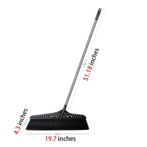 Heavy Duty Outdoor Angle Broom with 20" Wide 51" Long Handle Stiff Bristles Sweeper Perfect for Driveway/Courtyard/Industry Area/Lobby/Mall/Garage/Wood/Stone/Tile/Concrete Floor Sweeping