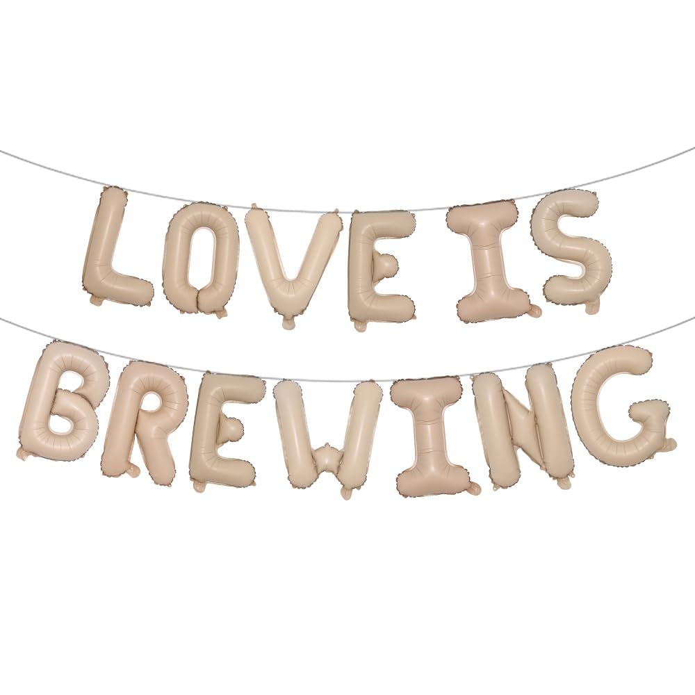 Love is Brewing Multicolor Balloons,Coffee Themed Bar Bridal Shower Supplies Wedding Engagement Party Garland Decoration (LOVE IS BREWING Caramel)