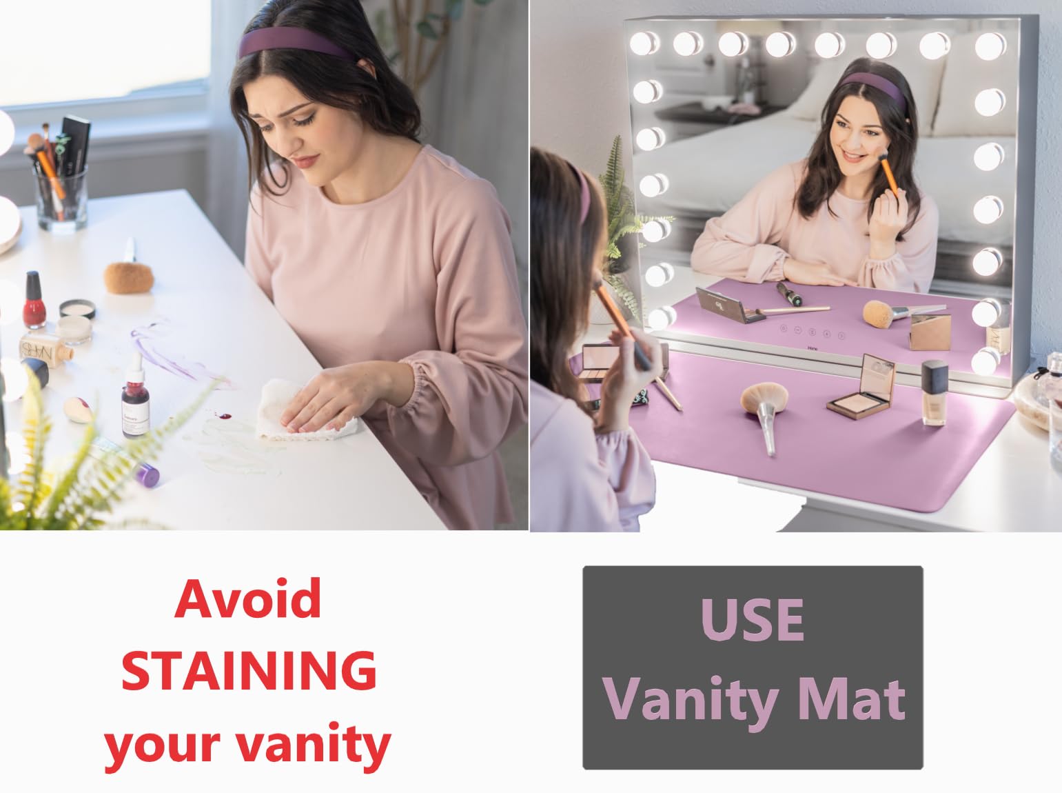 Makeup Mat for Vanity Top Protector, Cover Work Table Waterproof, Oilproof Dustproof Smooth and Soft, Purple 23.6"x11.8"from NemoHome