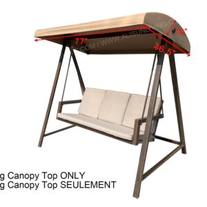 ALISUN Replacement Canopy Top for Model #GCS00250B-YD for Better Homes & Gardens Patio Swing (Top Only) (Canopy Top)