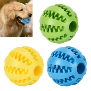 green hut 3 pack 2.75" interactive dog toys, dog toys ball, durable dog puzzle toys, teeth cleaning dispensing dog toys, feeder chew tooth cleaning ball, bite resistant toy ball for large dogs