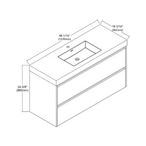 Dowell Series 004 Single Bathroom Vanity Set, 48", Matte Black