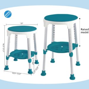 KSITEX Shower Stool Chair for Inside Shower, Upgrade Small Corner Plastic Stool for Seniors Adult, 360° Swivel Shower Stool Seat for Bathroom, 6-Level Adjustable Height Bath Chair Stools with Shelf