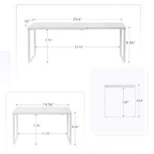 Nxconsu Cabinet Shelf Expandable Organizer Riser Rack for Kitchen Pantry Cupboard Under Sink Countertop Home Organization Extra Storage Space Saver Heavy Duty Metal Edgeless Design White Large