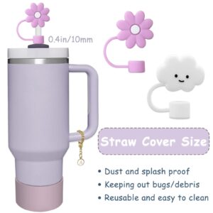 Stanley Cup Accessories Set,Includes 2pcs 0.4in Straw Covers, 1 Spill-Proof Stopper for 6-10mm straw, 1 Name ID LetterA Handle Charm, and 1 Silicone Boot，Fits Stanley 30&40 Oz Tumbler(A)