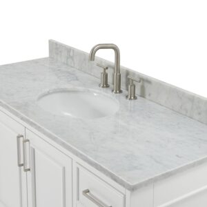 ARIEL Stafford 55 Inch Single Oval Sink Vanity with Carrara White Marble Countertop W/0.75" Edge in White