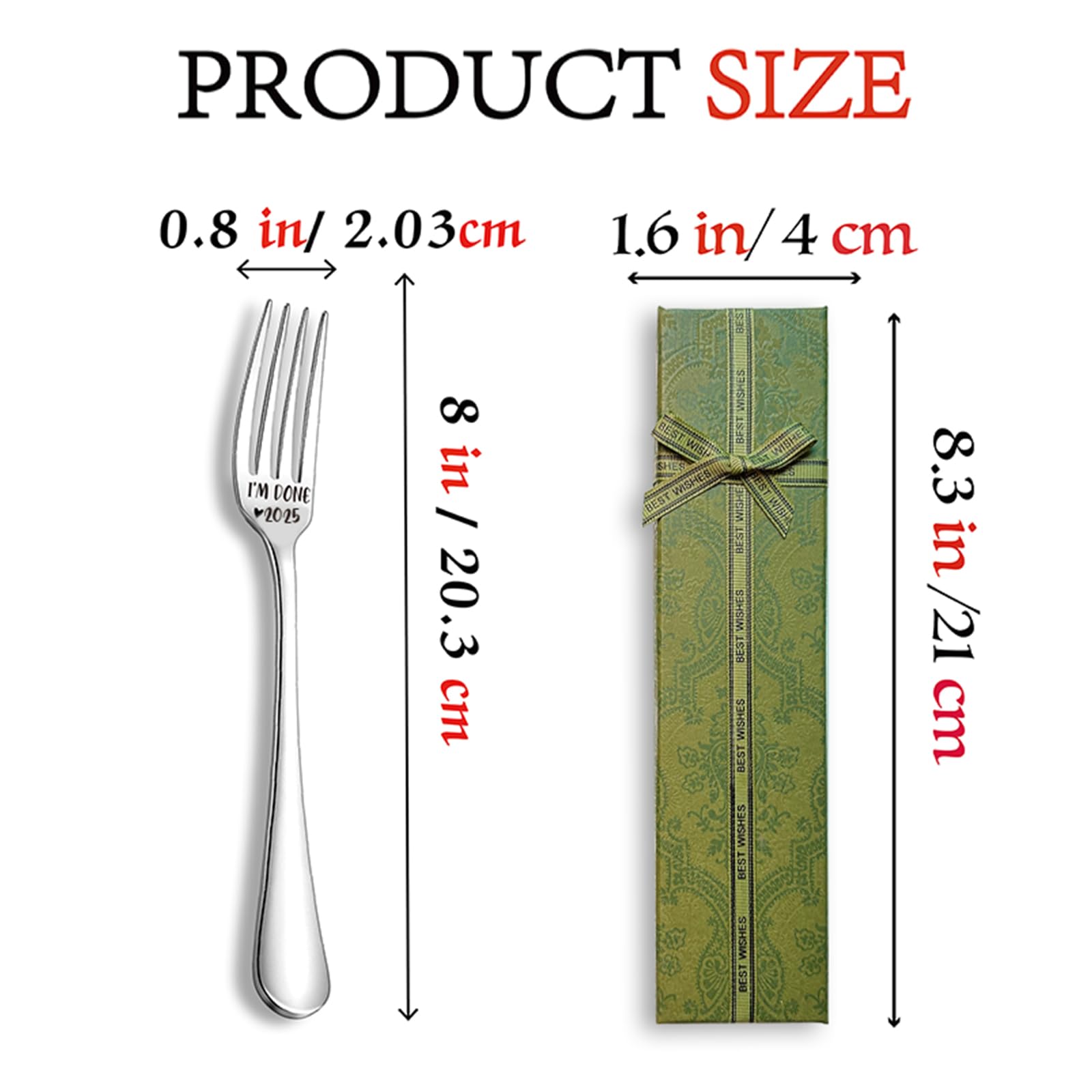 I'm Done 2025 Funny Stainless Steel Fork, Retirement Fork Gifts for Women Men Friends Coworker Leader, Colleague Boss, Birthday Valentine Christmas Graduation Ceremony Gift