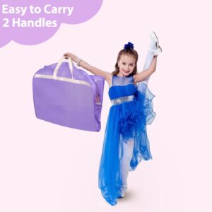 MISSLO Dance Garment Bags for Dancers 40" Hanging Dance Costume Garment Bag Kids Garment Bags with 3 Zippered Pockets Storage for Girls Competition, Travel, 3 Packs, Purple