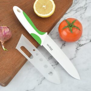 Zhiyun Paring knife 2 pcs Ceramic Knives 4 Inch Fruit Knife, Zirconia Blade with Ergonomic Comfort Handle,use for Fruit Vegetable Bread and Meat,2 knives with covers(Green and Black)