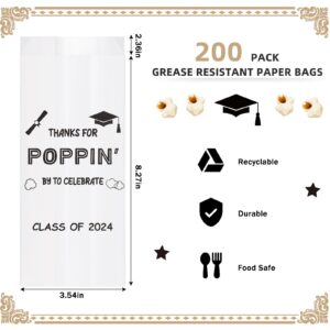 Sunnychicc 200 Pcs Class of 2025 Popcorn Bags Graduation Party Favors Snack Goodie Cookie Bags Grease Resistant Paper Individual Servings for Graduation Party Favors Pop Corn Bag Bulk(Poppin)