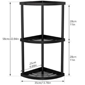 Taaji Standing Shower Caddy Corner, Metal Shower Shelf Caddy Stand Organizer Shampoo, 3 Tier Shower Stands for Inside Shower, Bathroom, Bathtub Corner, Black